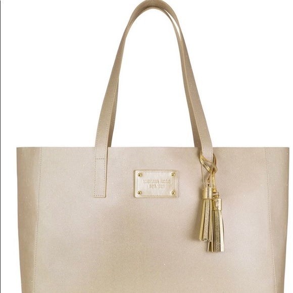 Michael Kors Handbags - Michael Kors Large Metallic Gold Tote Bag NWT
